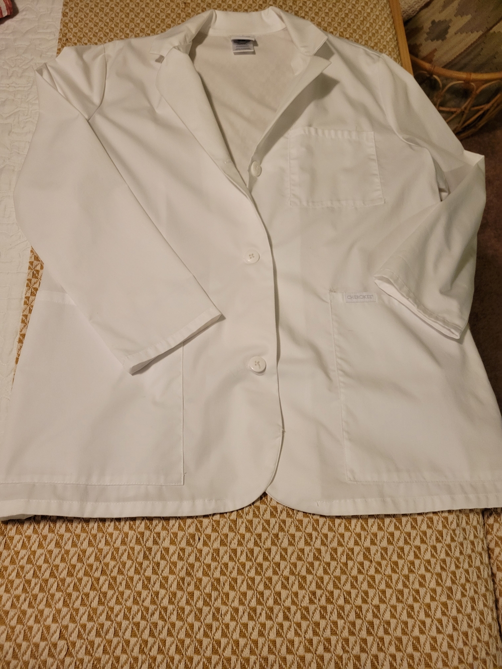 Cherokee White Medical Jacket with Patch Pocket